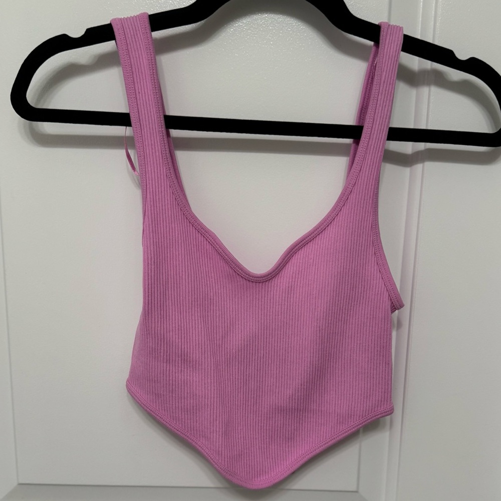 ZARA XS-S pink/purple V-neck Tank Top with V Bottom
